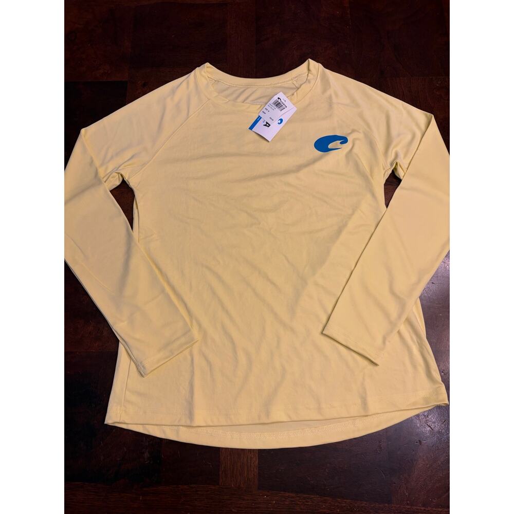 NWT Costa “Born on the Water” Long Sleeve Shirt Yellow M UPF